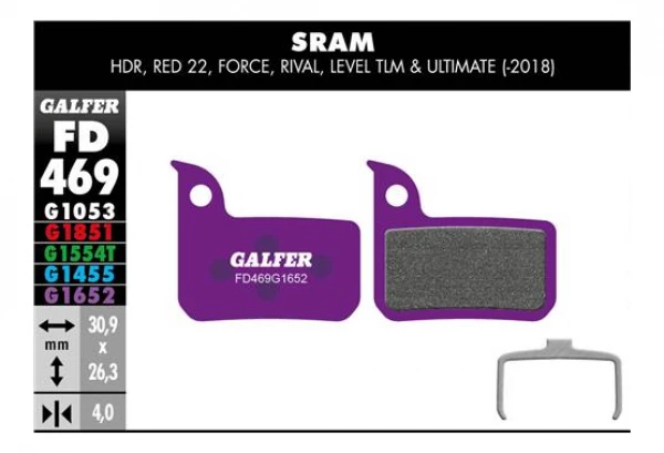 Paire De Plaquettes Galfer Semi-métalliques Sram HDR, Red 22, Force, Rival, Level, Level TLM/Ultimate E-Bike 4 Paire De Plaquettes Galfer Semi-métalliques Sram HDR, Red 22, Force, Rival, Level, Level TLM/Ultimate E-Bike – Image 2