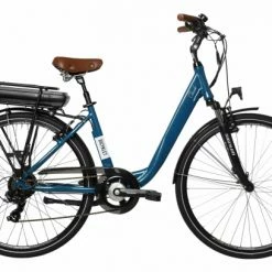 Vélo De Ville Électrique Mixte Bicyklet Claude Shimano Tourney 7V 500 Wh 700 Mm Turquoise Marron Bleu