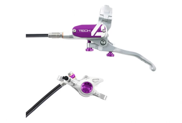 Frein Avant Hope Tech 4 X2 Argent / Violet Durite Standard 3 Frein Avant Hope Tech 4 X2 Argent / Violet Durite Standard