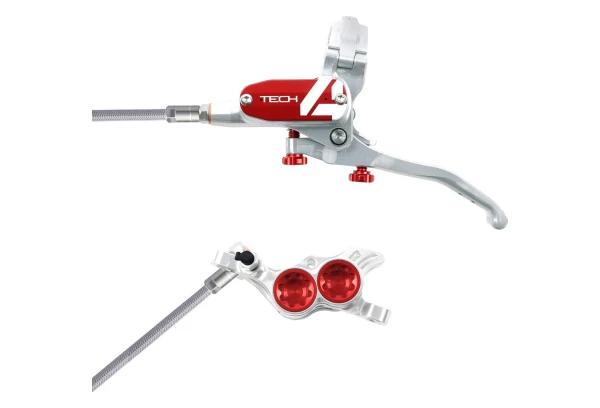 Frein Avant Hope Tech 4 E4 Argent / Rouge Durite Tressé Aviation 3 Frein Avant Hope Tech 4 E4 Argent / Rouge Durite Tressé Aviation