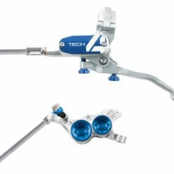 Frein Avant Hope TECH4 V4 Argent / Bleu Durite Tressé Aviation