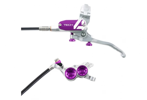 Frein Avant Hope TECH4 V4 Argent / Violet Durite Standard 3 Frein Avant Hope TECH4 V4 Argent / Violet Durite Standard